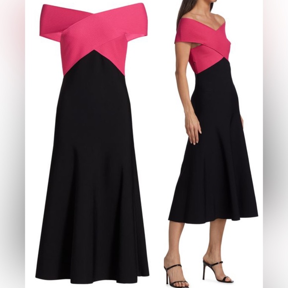 Carolina Herrera Colorblock Knit Midi Dress